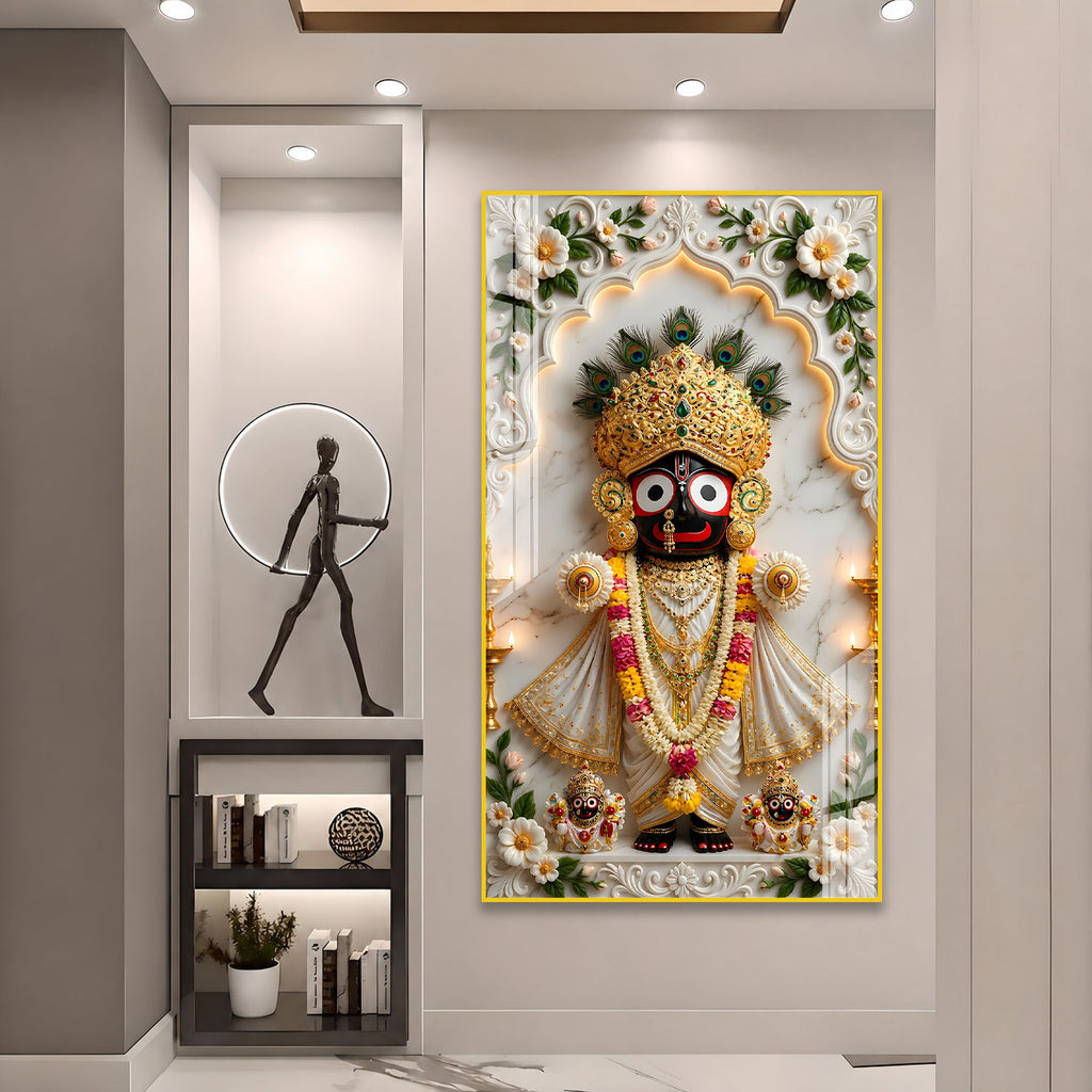 Premium Lord Jagannath Acrylic Wall Painting for Home Temple and Pooja Room Decor