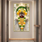 Exclusive Lord Jagannath Acrylic Marble Style Wall Painting with Elegant Floral Temple Design