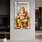 Luxury Ganpati Bappa Acrylic Painting | Hindu Spiritual Wall Decor for Home and Mandir