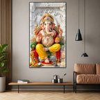 Luxury Ganpati Bappa Acrylic Painting | Hindu Spiritual Wall Decor for Home and Mandir