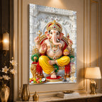 Luxury Ganpati Bappa Acrylic Painting | Hindu Spiritual Wall Decor for Home and Mandir