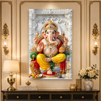 Luxury Ganpati Bappa Acrylic Painting | Hindu Spiritual Wall Decor for Home and Mandir