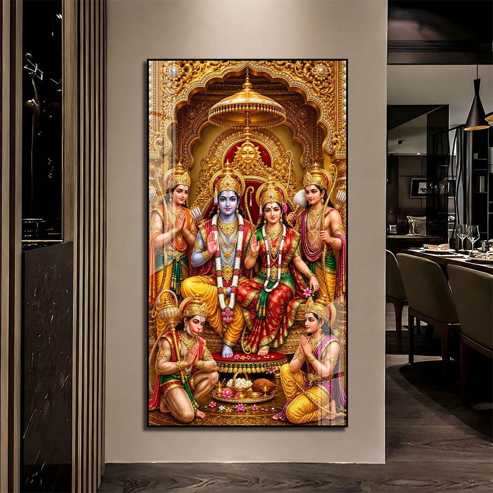 Ram Darbar Acrylic Wall Painting with Lord Rama and Sita for Home Temple and Pooja Room Decor