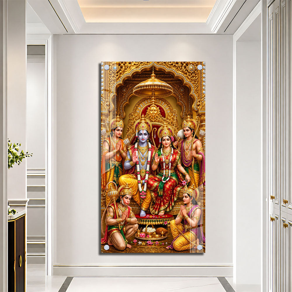 Ram Darbar Acrylic Wall Painting with Lord Rama and Sita for Home Temple and Pooja Room Decor