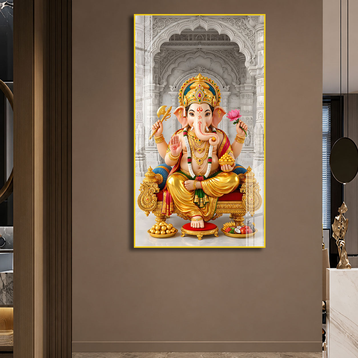 Elegant Ganesh Ji Acrylic Wall Painting for Home Temple, Office and Mandir Decoration