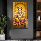 Royal Ganpati Bappa with Golden Crown Acrylic Wall Painting for Home Decor