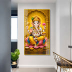 Royal Ganpati Bappa with Golden Crown Acrylic Wall Painting for Home Decor