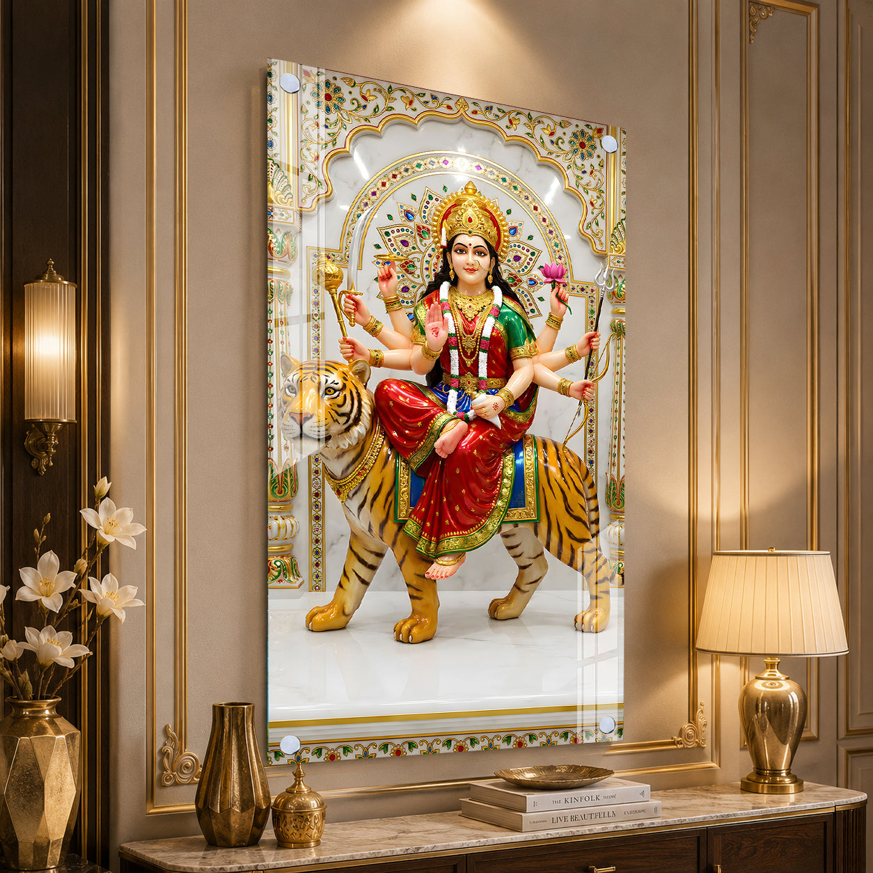 Modern Hindu Goddess Durga Acrylic Wall Art for Home Decor, Office and Meditation Space