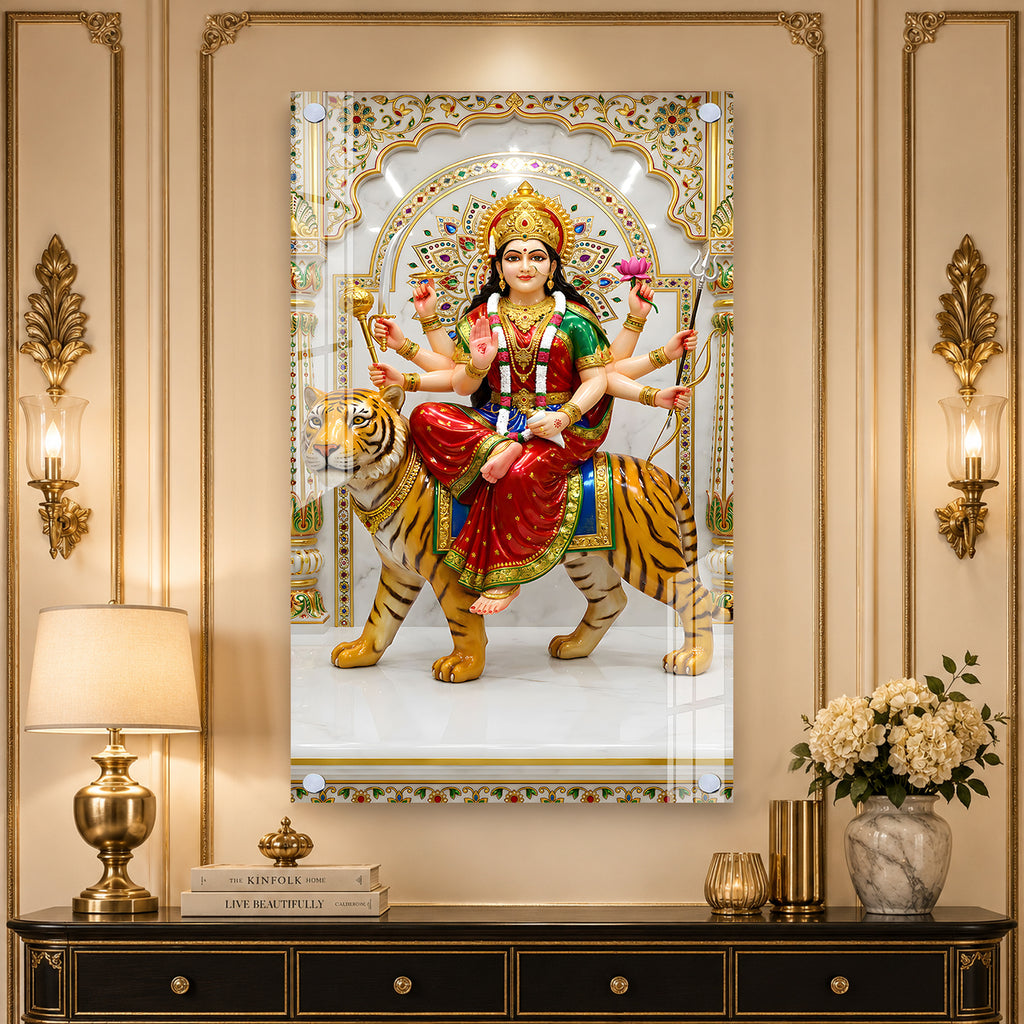 Modern Hindu Goddess Durga Acrylic Wall Art for Home Decor, Office and Meditation Space