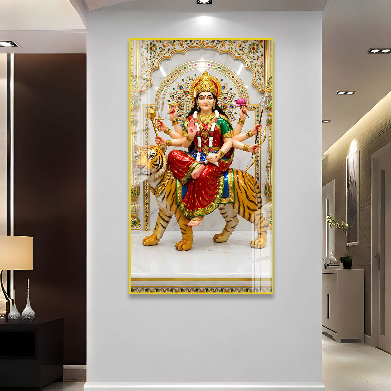 Modern Hindu Goddess Durga Acrylic Wall Art for Home Decor, Office and Meditation Space