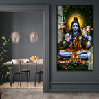 Beautiful Bholenath Acrylic Wall Painting with Nandi Bull and Sacred Trishul for Home