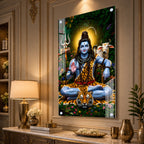 Beautiful Bholenath Acrylic Wall Painting with Nandi Bull and Sacred Trishul for Home