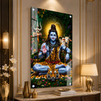 Beautiful Bholenath Acrylic Wall Painting with Nandi Bull and Sacred Trishul for Home