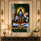 Beautiful Bholenath Acrylic Wall Painting with Nandi Bull and Sacred Trishul for Home