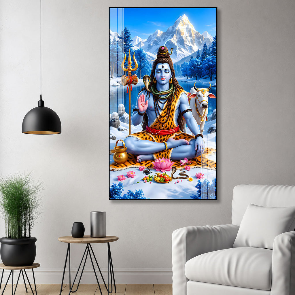 Premium Mahadev Acrylic Wall Decor for Home Temple, Office and Spiritual Meditation Space