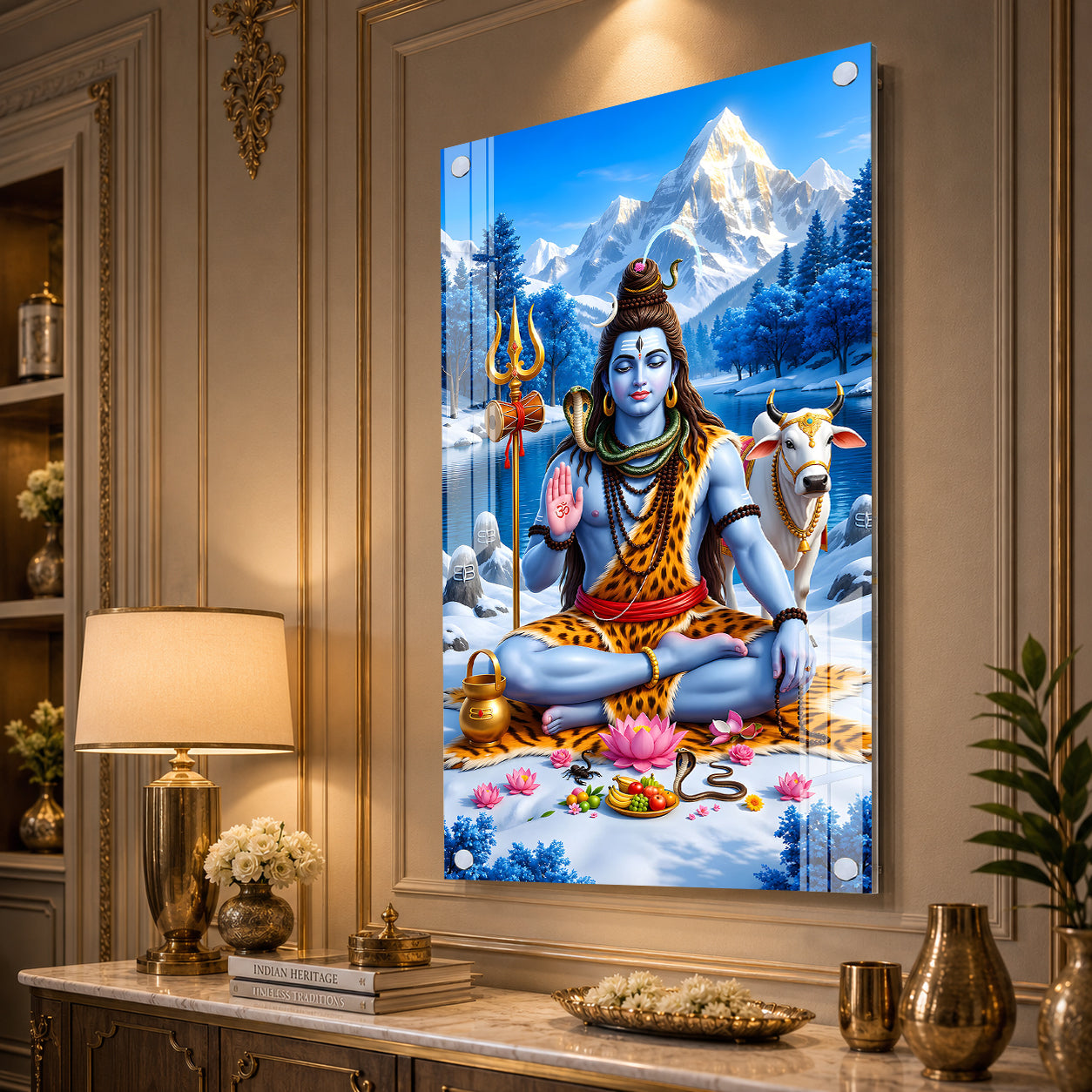 Premium Mahadev Acrylic Wall Decor for Home Temple, Office and Spiritual Meditation Space