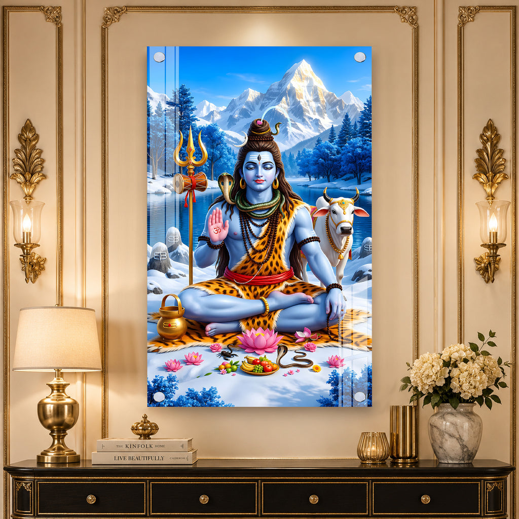 Premium Mahadev Acrylic Wall Decor for Home Temple, Office and Spiritual Meditation Space