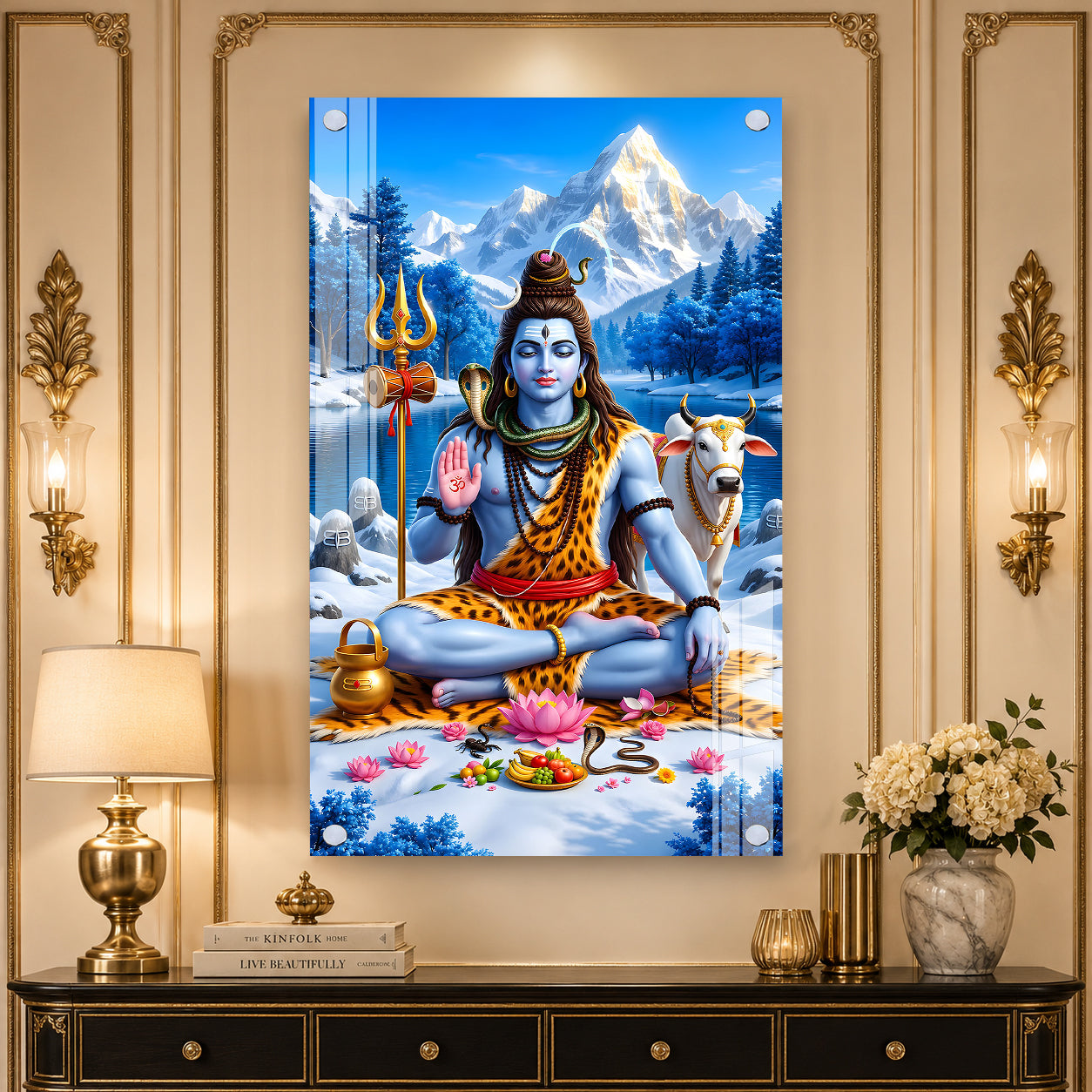 Premium Mahadev Acrylic Wall Decor for Home Temple, Office and Spiritual Meditation Space