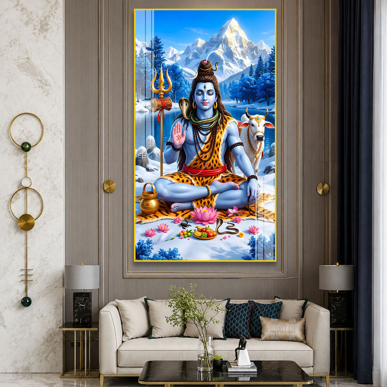 Premium Mahadev Acrylic Wall Decor for Home Temple, Office and Spiritual Meditation Space