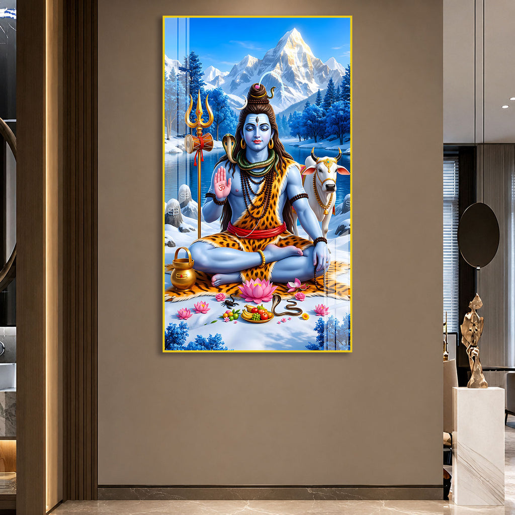 Premium Mahadev Acrylic Wall Decor for Home Temple, Office and Spiritual Meditation Space