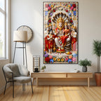 Luxury High Definition Lakshmi Narasimha Acrylic Wall Painting for Temple, Hall, Living Room