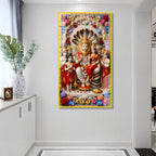 Luxury High Definition Lakshmi Narasimha Acrylic Wall Painting for Temple, Hall, Living Room