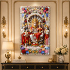 Luxury High Definition Lakshmi Narasimha Acrylic Wall Painting for Temple, Hall, Living Room