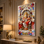 Luxury High Definition Lakshmi Narasimha Acrylic Wall Painting for Temple, Hall, Living Room