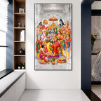 Elegant Ram Darbar Hindu God Acrylic Glass Painting for Mandir Wall Decor and Housewarming Gift