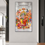Elegant Ram Darbar Hindu God Acrylic Glass Painting for Mandir Wall Decor and Housewarming Gift