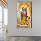 Premium Hindu God Lord Krishna Acrylic Wall Painting with Cow for Pooja Room and Office Decor