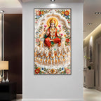 Premium Maa Lakshmi Seven Horses Acrylic Glass Wall Painting for Wealth and Prosperity Decor