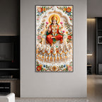 Premium Maa Lakshmi Seven Horses Acrylic Glass Wall Painting for Wealth and Prosperity Decor