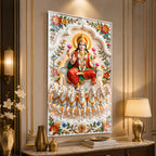 Premium Maa Lakshmi Seven Horses Acrylic Glass Wall Painting for Wealth and Prosperity Decor
