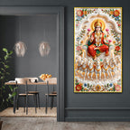Premium Maa Lakshmi Seven Horses Acrylic Glass Wall Painting for Wealth and Prosperity Decor