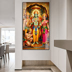 Beautiful Ram Darbar Acrylic Glass Painting with Shri Ram Sita Hanuman Religious Wall Decor