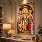 Beautiful Ram Darbar Acrylic Glass Painting with Shri Ram Sita Hanuman Religious Wall Decor