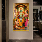 Beautiful Ram Darbar Acrylic Glass Painting with Shri Ram Sita Hanuman Religious Wall Decor