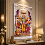 High Gloss Ram Darbar Acrylic Painting with Lord Rama Sita Lakshman and Hanuman Wall Decor