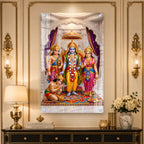 High Gloss Ram Darbar Acrylic Painting with Lord Rama Sita Lakshman and Hanuman Wall Decor