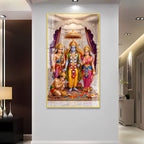 High Gloss Ram Darbar Acrylic Painting with Lord Rama Sita Lakshman and Hanuman Wall Decor