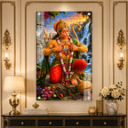 Luxury Hanuman Ji Acrylic Wall Painting with Ram Darbar | Premium Temple Home Decor Gift