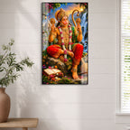 Divine Bajrangbali Hanuman Acrylic Wall Art | Spiritual Hindu God Decorative Wall Painting