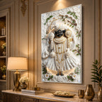 Lord Shrinathji Divine Acrylic Wall Art with Traditional Nathdwara Inspired Floral Design