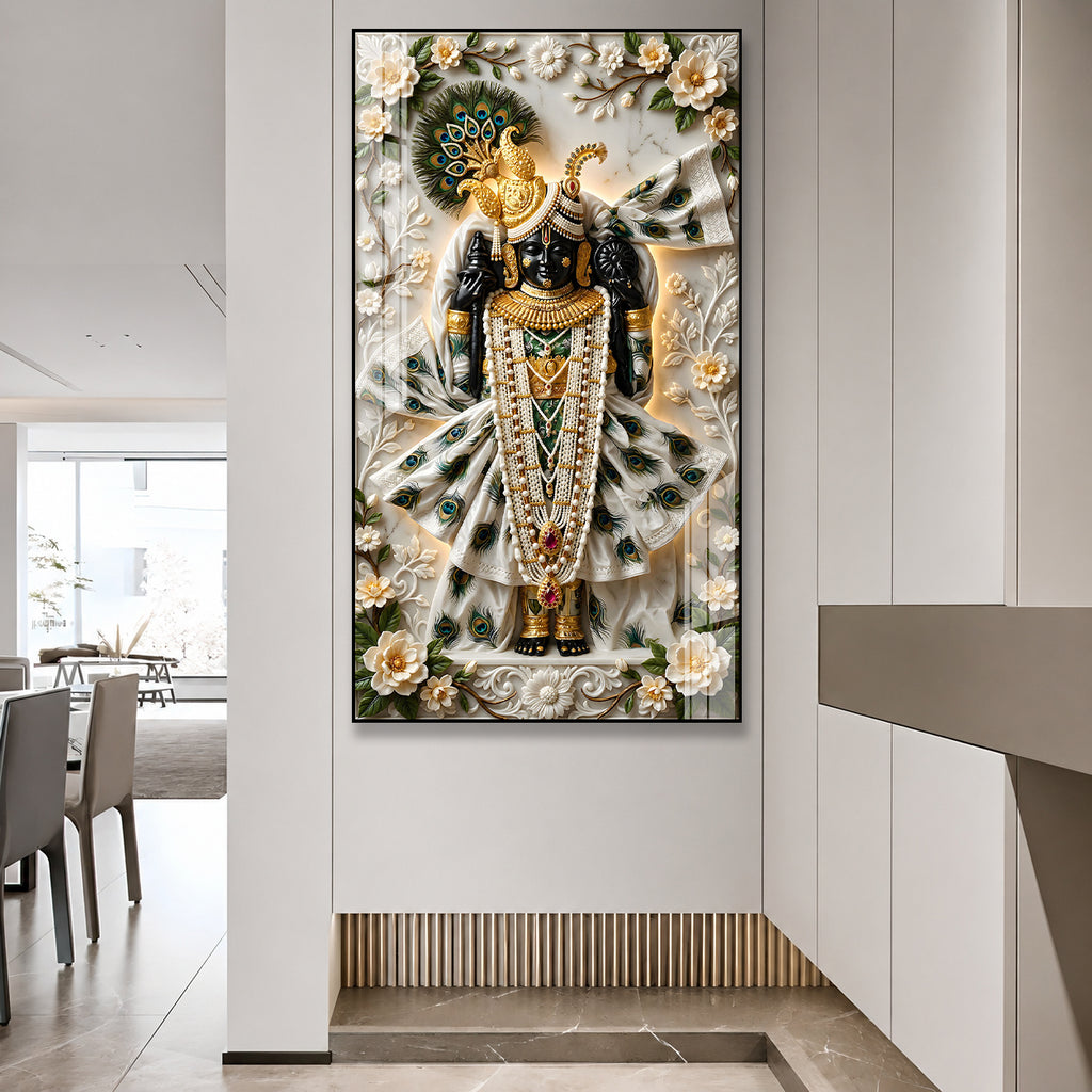 Premium Devotional Shrinathji Acrylic Wall Art for Home Decor, Temple and Housewarming Gift