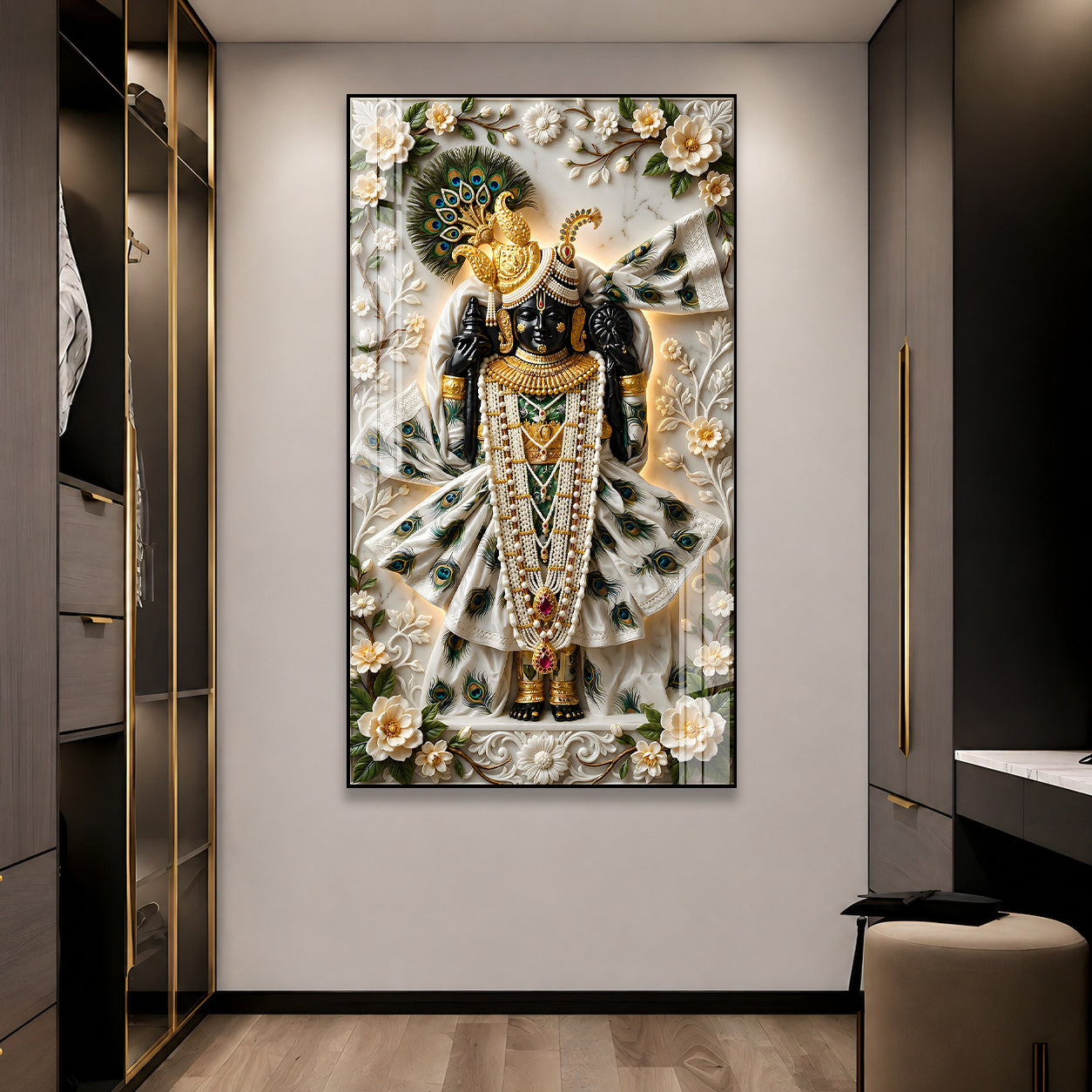 Premium Devotional Shrinathji Acrylic Wall Art for Home Decor, Temple and Housewarming Gift