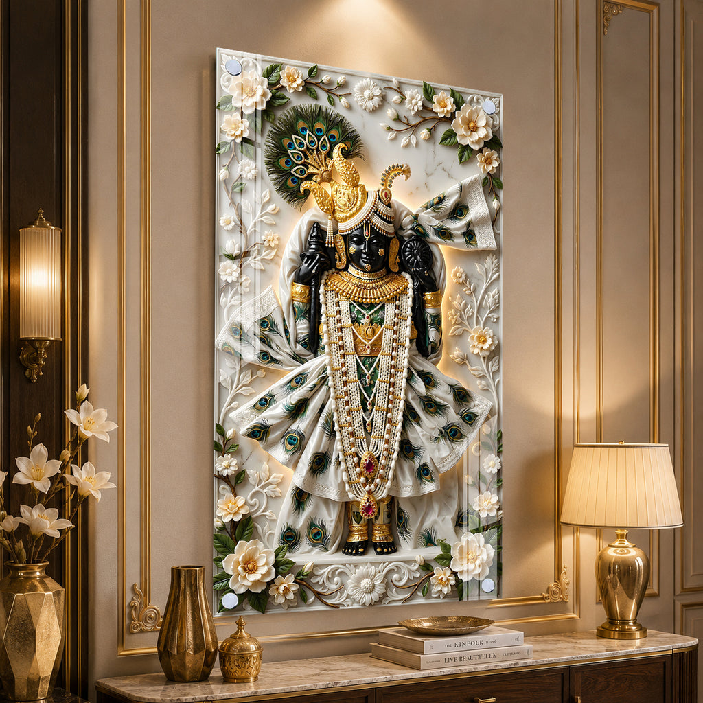 Premium Devotional Shrinathji Acrylic Wall Art for Home Decor, Temple and Housewarming Gift
