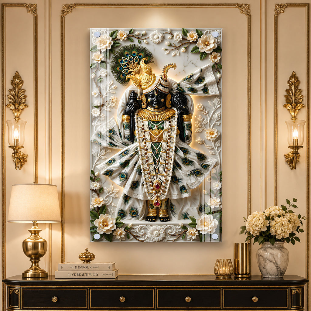 Premium Devotional Shrinathji Acrylic Wall Art for Home Decor, Temple and Housewarming Gift