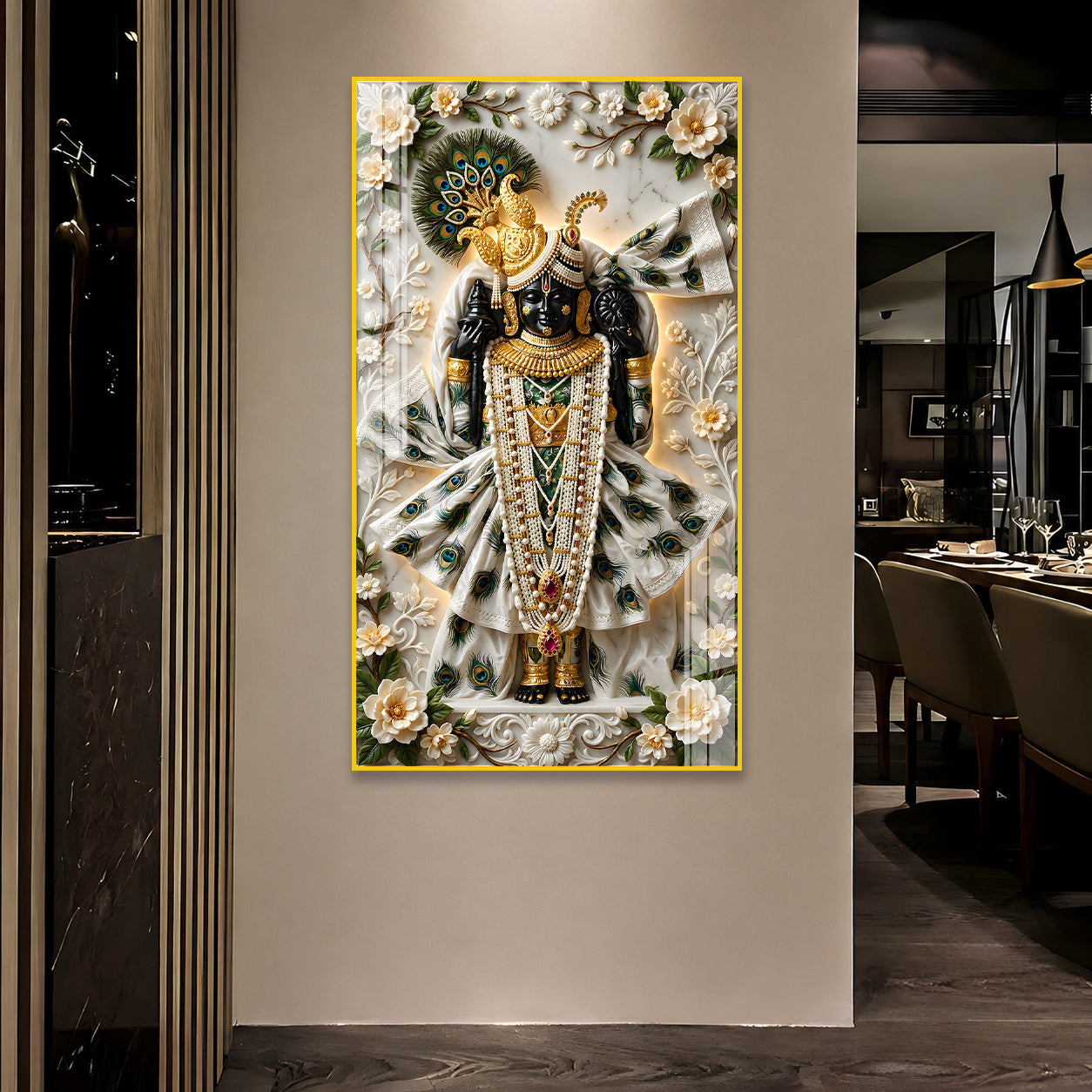 Premium Devotional Shrinathji Acrylic Wall Art for Home Decor, Temple and Housewarming Gift