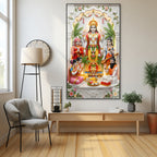 Luxury Lord Vishnu Satyanarayan Acrylic Painting for Mandir, Living Room and Spiritual Decor